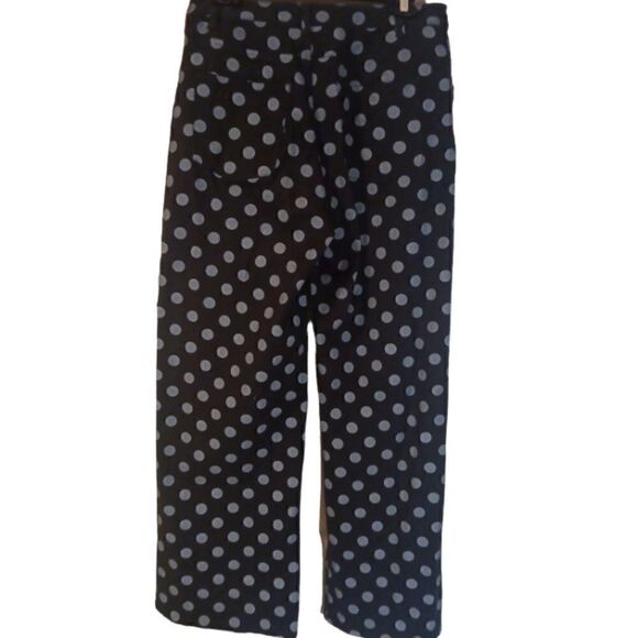 J. Peterman black gray polka dot high waisted wide leg pants jeans size 6 - Picture 2 of 6